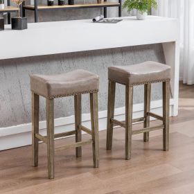 Counter Height 29" Bar Stools for Kitchen Counter Backless Faux Leather Stools Farmhouse Island Chairs (29 Inch;  Gray;  Set of 2)