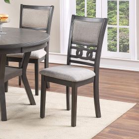 Dining Room Furniture Grey Finish Set of 2 Side Chairs Cushion Seats Unique Back Kitchen Breakfast Chairs