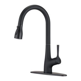 Single Handle Pull Down Kitchen Sink Faucet Matte Black