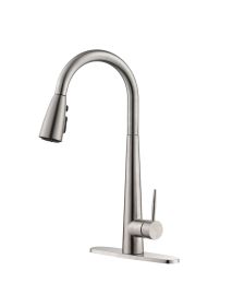 Kitchen Faucet with Pull Down Sprayer Brushed Nickel, High Arc Single Handle Kitchen Sink Faucet with Deck Plate