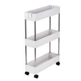 3 Tier Slim Storage Cart Mobile Shelving Unit Organizer Slide Out Storage Rolling Utility Cart Tower Rack for Kitchen Bathroom Laundry Narrow Places