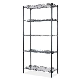 5-Tier Wire Shelving - Flat Black - Heavy Duty Shelf - Wide Adjustable Rack Unit - Kitchen Storage