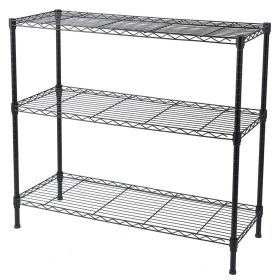 3 Tier Leveling Feet, 350 Pound Weight Capacity Per Shelf Adjustable Shelves, Black