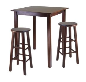 Parkland 3-Pc High Table with 29" Square Leg Stools Walnut