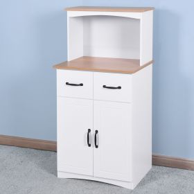 Wooden Kitchen Cabinet White Pantry Storage Microwave Cabinet with Storage Drawer