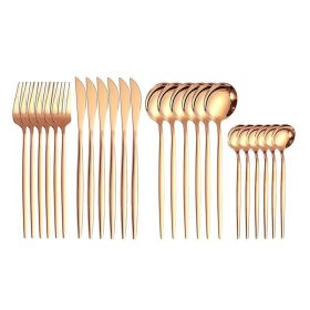 24pcs Dining Room Dinnerware Set Stainless Steel Cutlery Set (Color: Rose Gold, Type: Flatware Set)