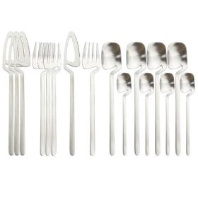 Desserts Soup Coffee Use 16pcs Table Decor Cutlery Sets (Color: Silver, Type: Flatware Set)