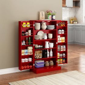 Kitchen Pantry; Farmhouse Pantry Cabinet (White: Red)