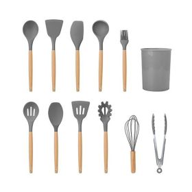 Kitchen Silicone Cooking Tool Utensil Set (Color: Gray, Type: 11pcs)