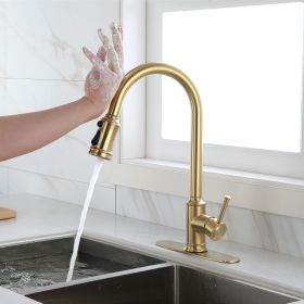 Touch Kitchen Faucet with Pull Down Sprayer,Single Handle High Arc  Pull out Kitchen Faucet (Color: Brushed Gold)