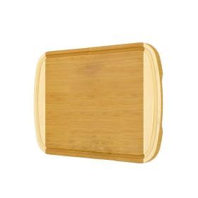 Two Tone Cutting Board with Side Handles & Juice Groove for Kitchen (Color: Natural, size: XL -  18" x 12")